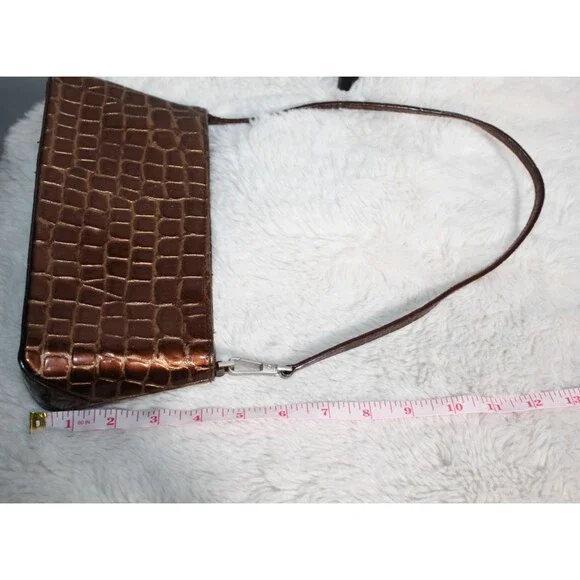 Kenneth Cole Reaction Brown/Copper Faux Alligator Print Clutch Shoulder purse - Picture 10 of 16
